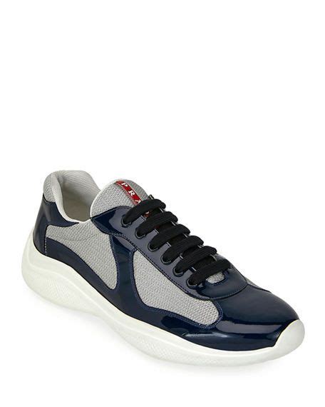 prada navy & silver vernice america's cup sneakers|Prada: Navy America's Cup Sneakers .